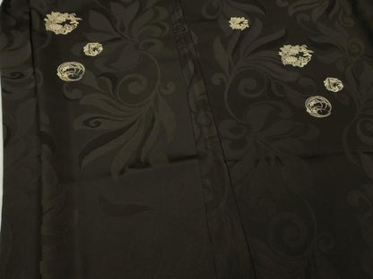 平和屋本店＃極上　長羽織　印傳　花丸文　黒紅色地　逸品　DZAB1917kh6