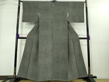 平和屋着物●極上　伝統工芸士 染谷梅治　江戸小紋　鮫小紋柄　かぐや工房　竹珠庵　黒×白　反端付き　逸品　未使用　DZAB1921kh6