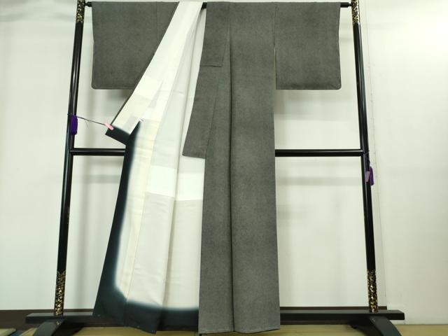 平和屋着物●極上　伝統工芸士 染谷梅治　江戸小紋　鮫小紋柄　かぐや工房　竹珠庵　黒×白　反端付き　逸品　未使用　DZAB1921kh6