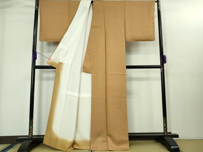 平和屋着物●極上　江戸小紋　彫士：住田双光・染士：服部光擴　紅鬱金色×伽羅色　逸品　未使用　DZAB1922kh6