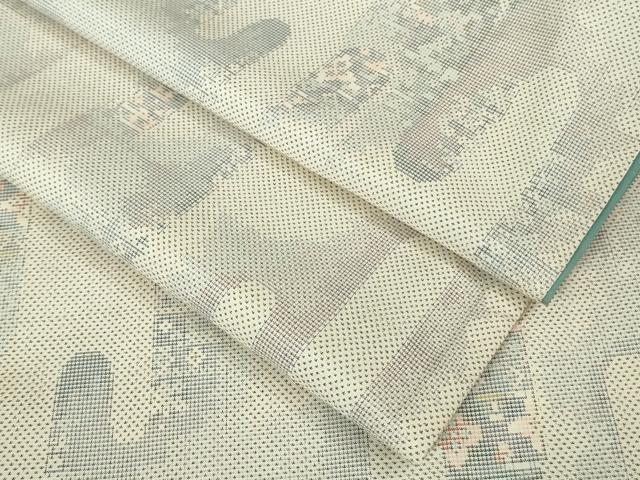 平和屋着物●極上　本場大島紬　白大島　7マルキ　エ霞　逸品　DZAB1924kh6