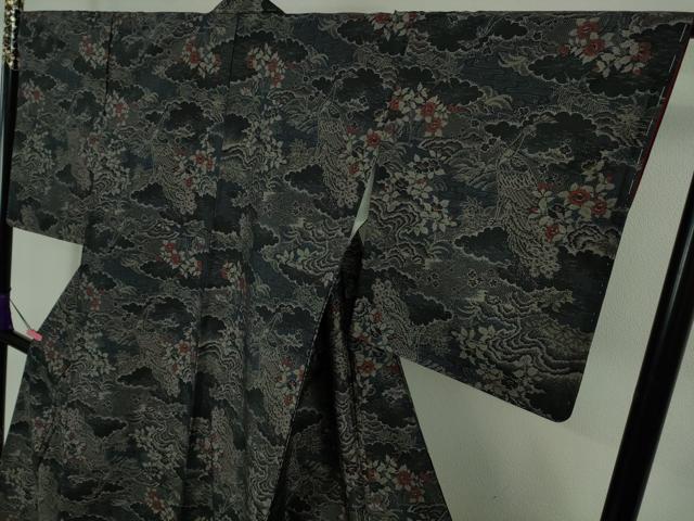 平和屋着物●極上　本場大島紬　7マルキ　孔雀花文　逸品　未使用　DZAB1925kh6
