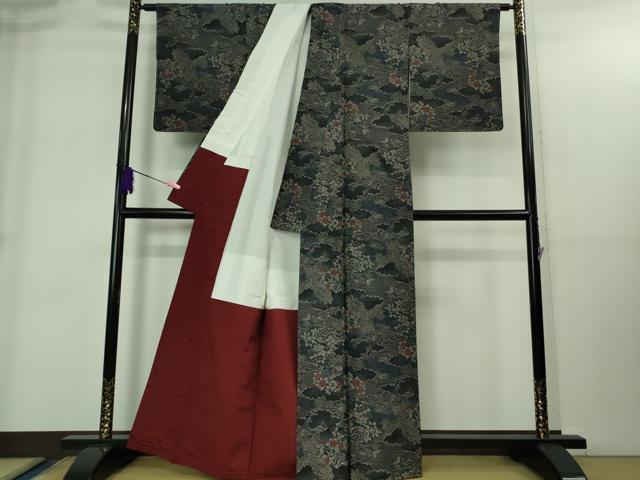 平和屋着物●極上　本場大島紬　7マルキ　孔雀花文　逸品　未使用　DZAB1925kh6