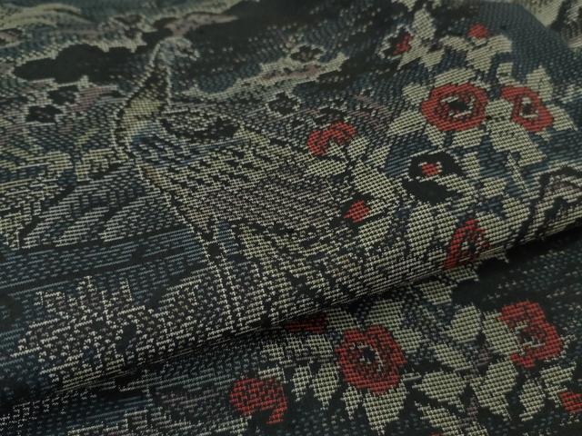 平和屋着物●極上　本場大島紬　7マルキ　孔雀花文　逸品　未使用　DZAB1925kh6