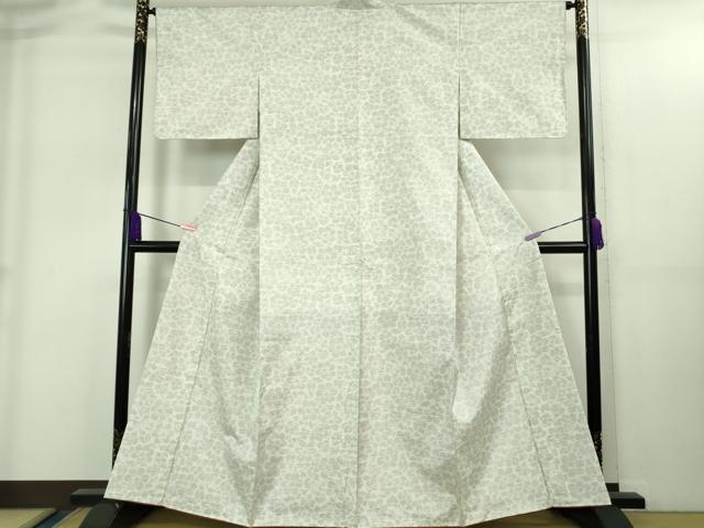 平和屋着物●極上　本場大島紬　白大島　草花文　逸品　DZAB1926kh6