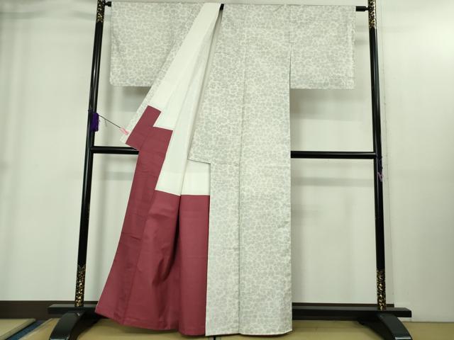 平和屋着物●極上　本場大島紬　白大島　草花文　逸品　DZAB1926kh6