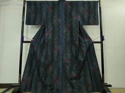 平和屋着物●極上　本場大島紬　9マルキ　舞蝶草花間道　逸品　未使用　DZAB1927kh6