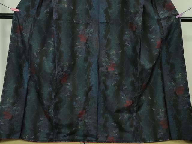 平和屋着物●極上　本場大島紬　9マルキ　舞蝶草花間道　逸品　未使用　DZAB1927kh6