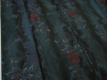 平和屋着物●極上　本場大島紬　9マルキ　舞蝶草花間道　逸品　未使用　DZAB1927kh6