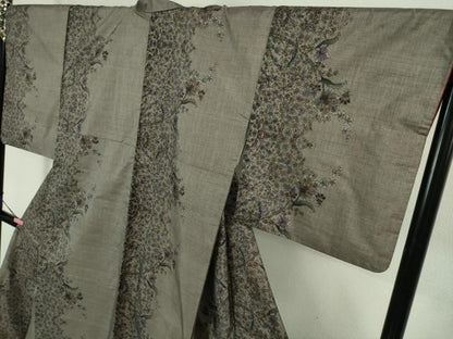 平和屋着物●極上　本場大島紬　9マルキ　草花間道　逸品　DZAB1928kh6