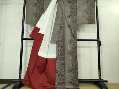 平和屋着物●極上　本場大島紬　9マルキ　草花間道　逸品　DZAB1928kh6