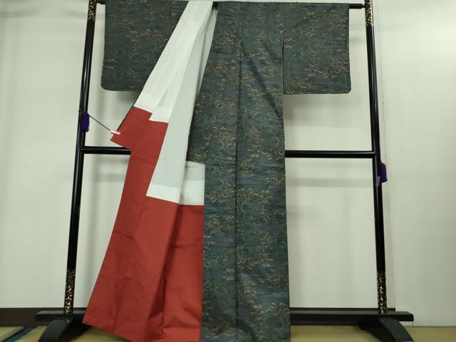 平和屋着物●極上　都喜ヱ門　本場大島紬　7マルキ　樹林文　藤絹織物謹製　証紙付き　逸品　未使用　DZAB1929kh6