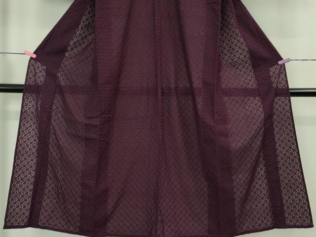 平和屋着物＊極上 夏物 色無地 レース 紫紺色 菱繋ぎ 綿 逸品 DZAB1936kh6