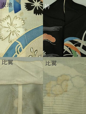 平和屋本店＊極上 夏物 アンティーク 大正ロマン 振袖 絽袷 枝垂れ柳風景花文 黒地 暈し染め 逸品 DZAB1937kh6