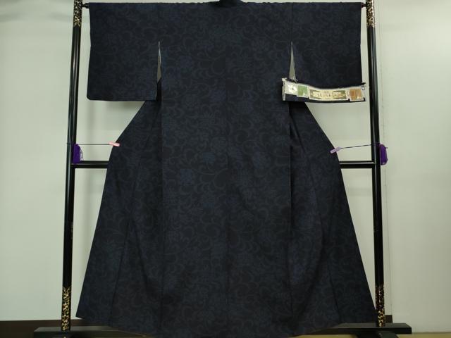 平和屋着物●極上　本場結城玉紬　結織苑　80亀甲　花唐草文　証紙付き　逸品　DZAB1938kh6