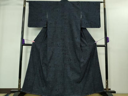 平和屋着物●極上　本場結城紬　重要無形文化財　100亀甲　幾何学文様　逸品　未使用　DZAB1939kh6