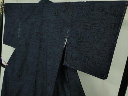平和屋着物●極上　本場結城紬　重要無形文化財　100亀甲　幾何学文様　逸品　未使用　DZAB1939kh6