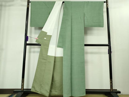 平和屋着物●極上　結城紬　色無地　薄青色　逸品　未使用　DZAB1947kh6