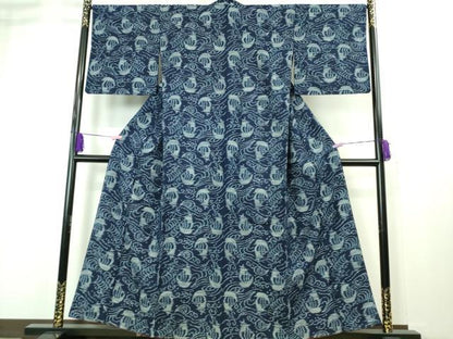 平和屋着物●極上　久留米絣　袷　綿　帆掛け船　逸品　未使用　DZAB1949kh6