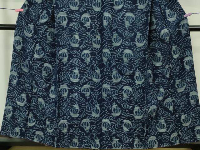 平和屋着物●極上　久留米絣　袷　綿　帆掛け船　逸品　未使用　DZAB1949kh6