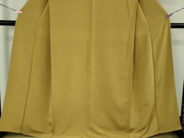 平和屋着物●極上　色無地　黄朽葉色　鬼しぼ縮緬　逸品　未使用　DZAB1955kh6