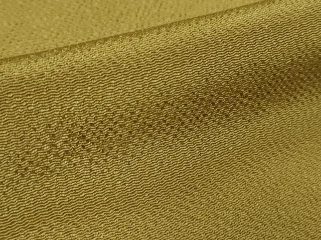 平和屋着物●極上　色無地　黄朽葉色　鬼しぼ縮緬　逸品　未使用　DZAB1955kh6