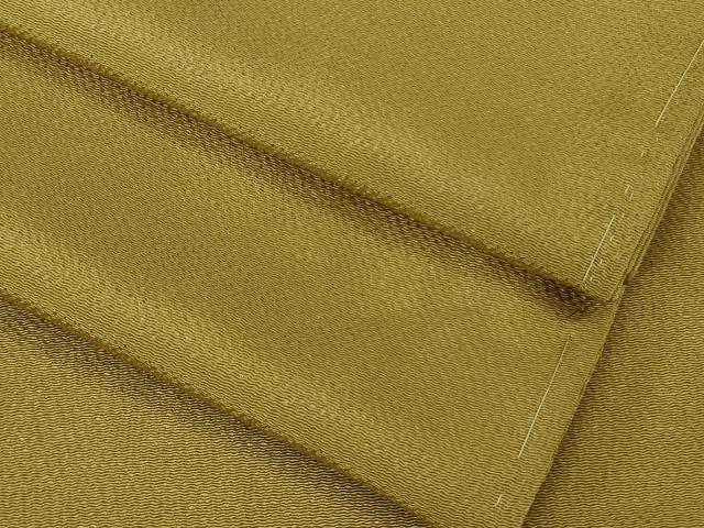 平和屋着物●極上　色無地　黄朽葉色　鬼しぼ縮緬　逸品　未使用　DZAB1955kh6
