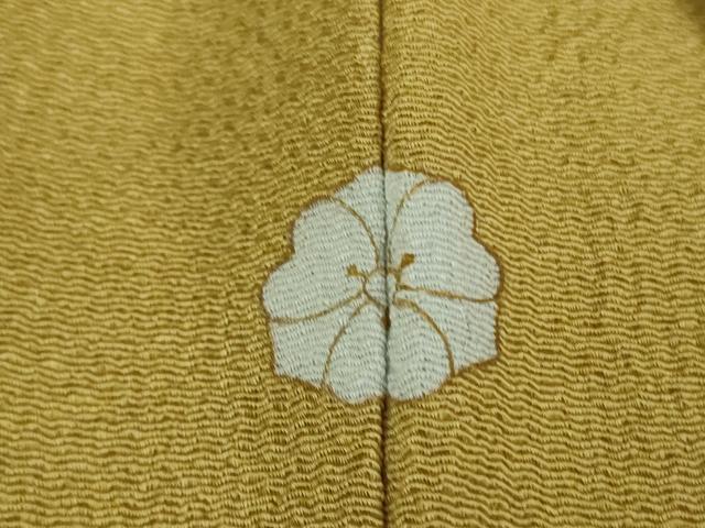 平和屋着物●極上　色無地　黄朽葉色　鬼しぼ縮緬　逸品　未使用　DZAB1955kh6