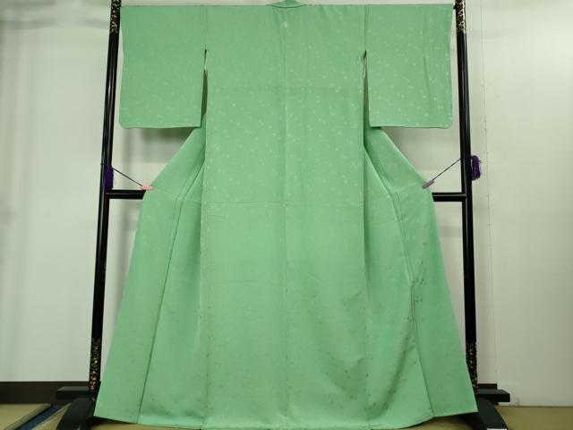 平和屋着物●極上　色無地　花地紋　青竹色　逸品　DZAB1957kh6