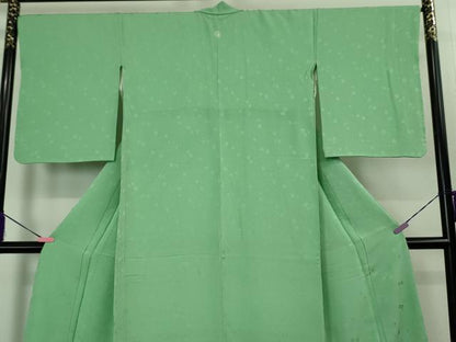平和屋着物●極上　色無地　花地紋　青竹色　逸品　DZAB1957kh6
