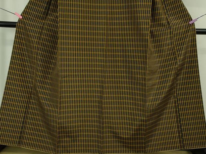平和屋本店●極上　本場黄八丈　黒八丈　紬　平織　格子　逸品　DZAB1958kh6