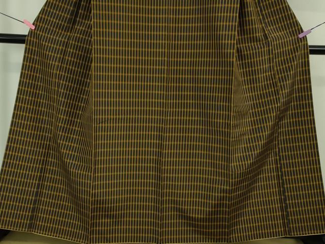 平和屋本店●極上　本場黄八丈　黒八丈　紬　平織　格子　逸品　DZAB1958kh6