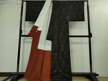 平和屋着物●極上　国指定重要無形文化財　本場久米島紬　手織　銀座世きね　逸品　DZAB1959kh6