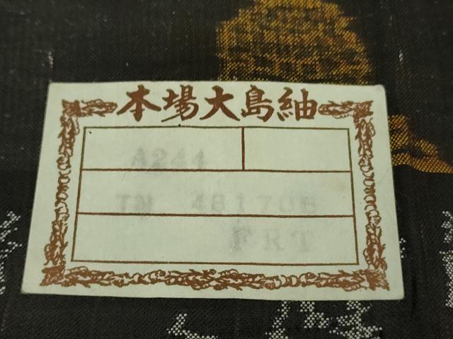 平和屋着物●希少　本場大島紬　龍郷絣　谷崎織物謹製　証紙付き　逸品　未使用　DZAB1962kh6
