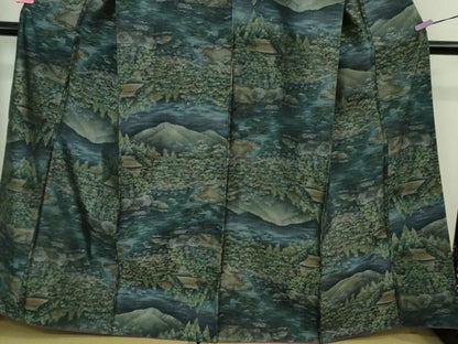 平和屋着物●極上　本場大島紬　総絣　風景樹林文　逸品　DZAB1964kh6