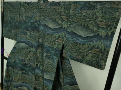平和屋着物●極上　本場大島紬　総絣　風景樹林文　逸品　DZAB1964kh6