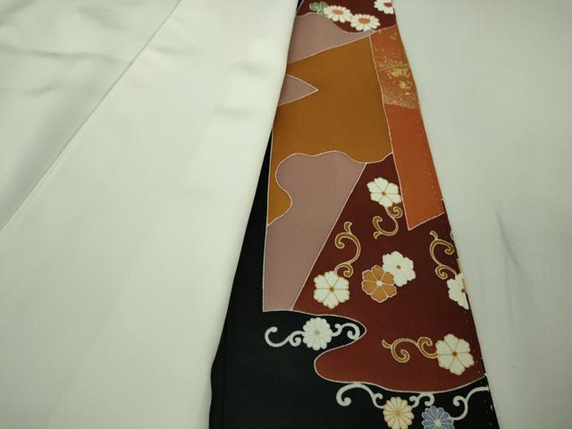 平和屋本店●極上　創業460年・千總　黒留袖　駒刺繍　扇面鳳凰吉祥花文　金彩　逸品　DZAB1969kh6
