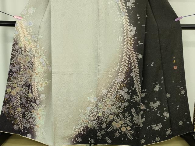 平和屋着物●極上　 吉乃一廉　幻の辻が花　訪問着　暈し染め　金彩　銀通し地　逸品　DZAB1976kh6
