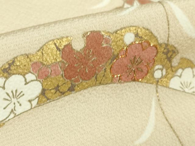 平和屋本店●極上　銀座ちた和　訪問着　駒刺繍　雪芝花文　肌色地　金彩　伊と幸　たとう紙・反端付き　逸品　DZAB1979kh6