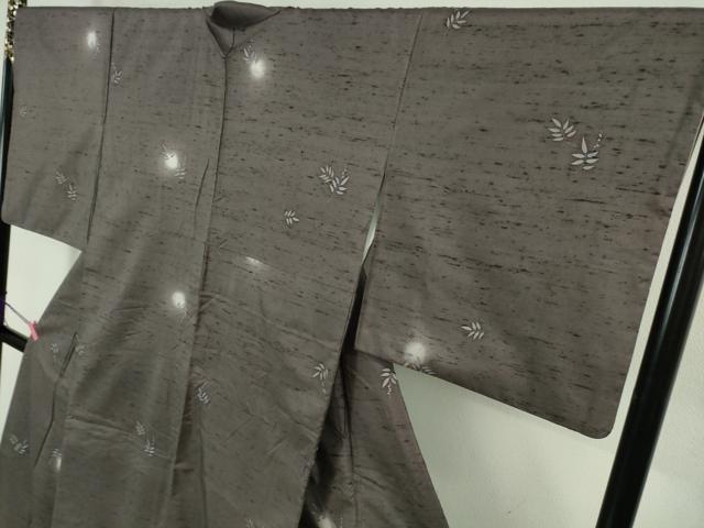 平和屋本店●極上　石川県指定無形文化財　牛首紬　白山工房　手織り　草葉文　証紙付き　逸品　DZAB1991kh6