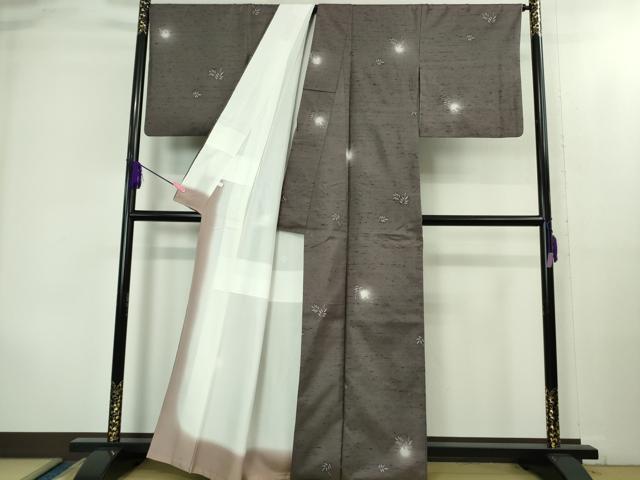平和屋本店●極上　石川県指定無形文化財　牛首紬　白山工房　手織り　草葉文　証紙付き　逸品　DZAB1991kh6