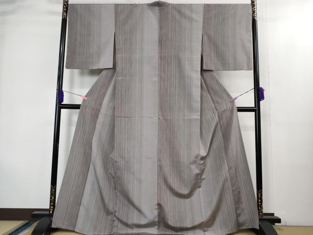 平和屋着物▽極上 本塩沢 やまだ織 200色 単衣 縞 逸品 DZAB1992kh6