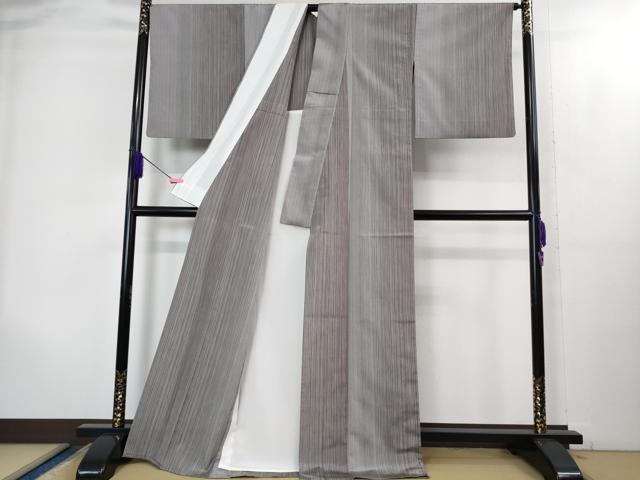 平和屋着物▽極上 本塩沢 やまだ織 200色 単衣 縞 逸品 DZAB1992kh6