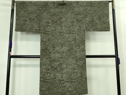 平和屋着物＃極上　道中着　ロング丈　岩場風景　逸品　DZAB1993kh6