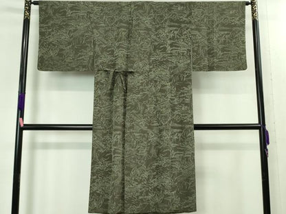 平和屋着物＃極上　道中着　ロング丈　岩場風景　逸品　DZAB1993kh6