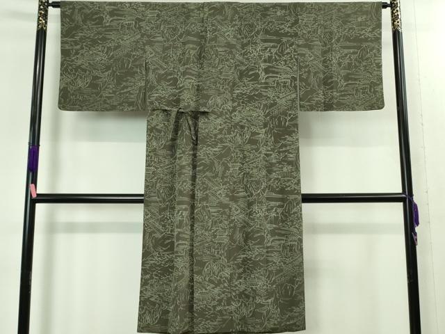 平和屋着物＃極上　道中着　ロング丈　岩場風景　逸品　DZAB1993kh6
