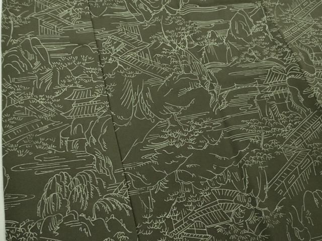 平和屋着物＃極上　道中着　ロング丈　岩場風景　逸品　DZAB1993kh6