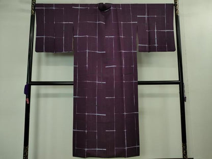 平和屋着物＃極上　道中着　ロング丈　作家物　変わり格子　逸品　DZAB1995kh6