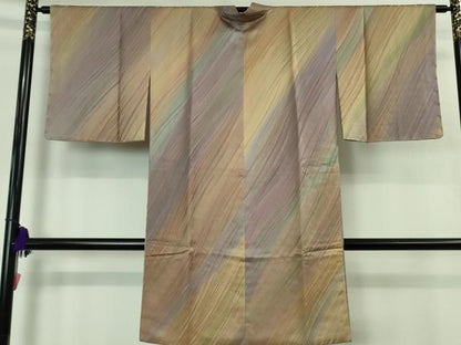 平和屋着物＃極上　染色家 岩浅公展　道中着　ロング丈　斜線文　暈し染め　逸品　未使用　DZAB1997kh6