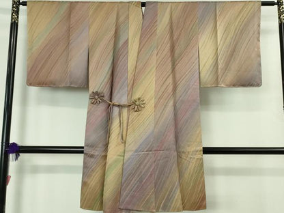 平和屋着物＃極上　染色家 岩浅公展　道中着　ロング丈　斜線文　暈し染め　逸品　未使用　DZAB1997kh6